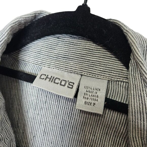 Chicos Womens Size 2 size M 100% Linen Button-Up Shirt Tunic With Pockets - Picture 3 of 7